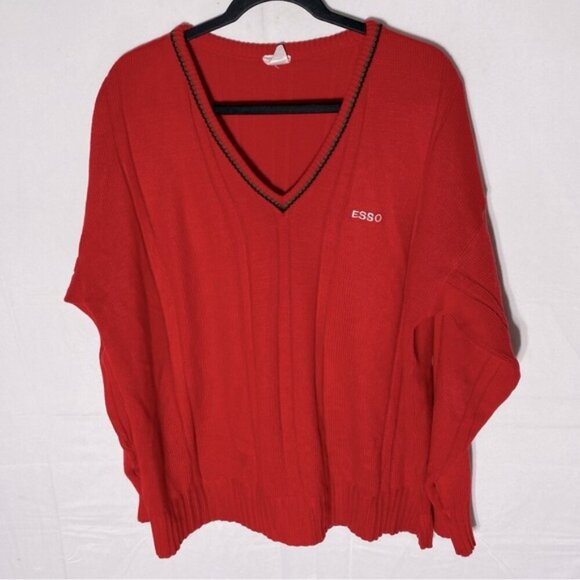 Vintage Mitex Sportswear Red Knit V Neck Light  Sweater L - Picture 1 of 16